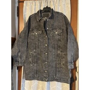 American Eagle Outfitters Jacket Mens 2XLarge Black Denim Trucker Jean Washed